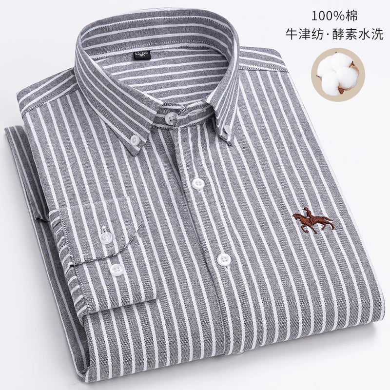 Fashionable Cotton Men's Shirt Long-Sleeved Oxford Soft Comfortable And Breathable Classic Versatile Business Casual Men's Shirt