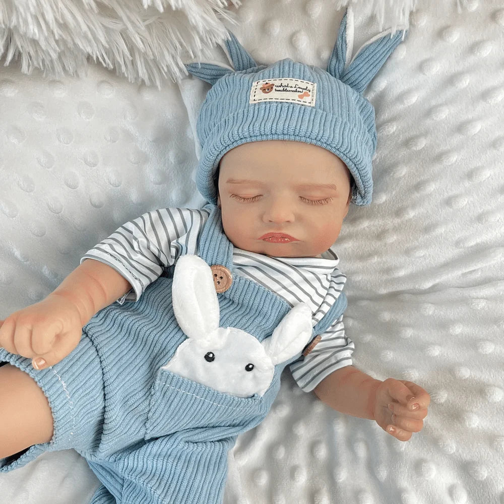 AONPENG Asleep Realistic Reborn Baby Doll 18inch 45cm, Cloth Body & 3D Skin, Fashion-Forward Birthday Gift for Girls