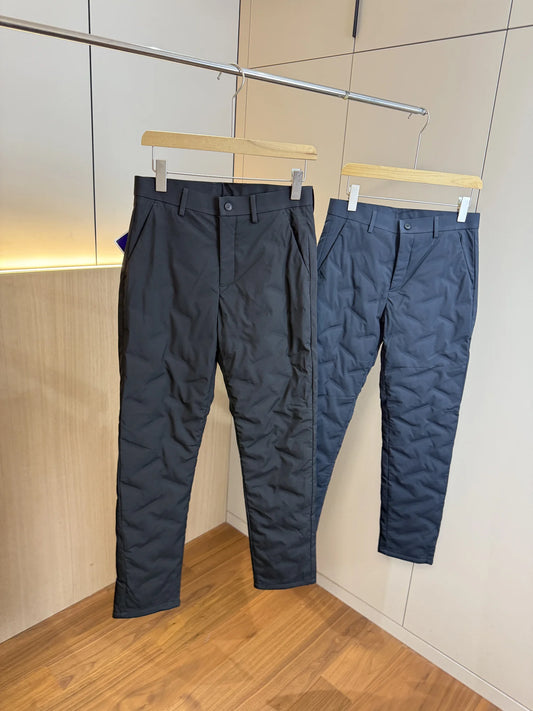Men's Fashionable Urban Style Duck down Pants 90% Fill Power Straight Leg Thickened Warm Commuter Trousers for Winter