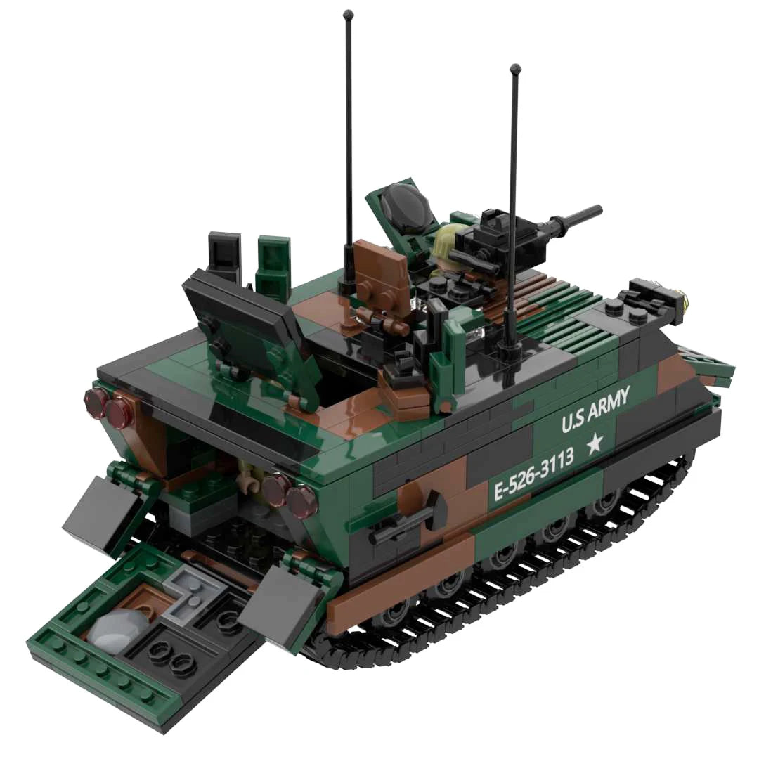 M113 3-Color Army Vehicle Building Blocks Toy Military Armored Personnel Carrier Bricks Set Assembly Kit Gift