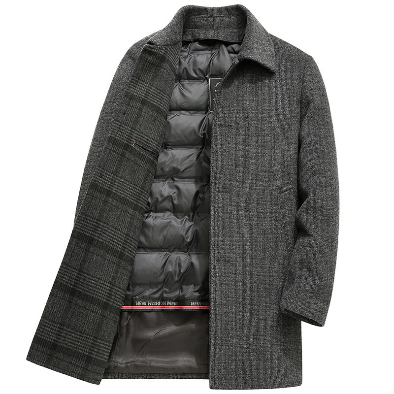 Men's Autumn Trench Coat Warm Woolen Overcoat Male Autumn Winter Men's Wear Woollen Coat Male Warm Mens Long Jacket Men Clothing