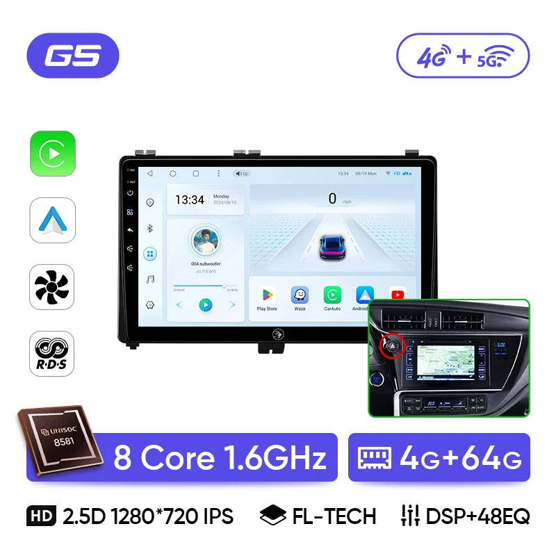 Ainavi Car Radio For Toyota Auris 2016 2017 2018 Corolla Altis Hybrid E170 E180 Carplay Android Auto Multimedia Player Stereo 4G