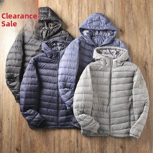Lightweight Casual Hooded down Jacket Short Pure Color Men's Cotton Coat Warm Stylish Slim Fit Regular Length Spring Season