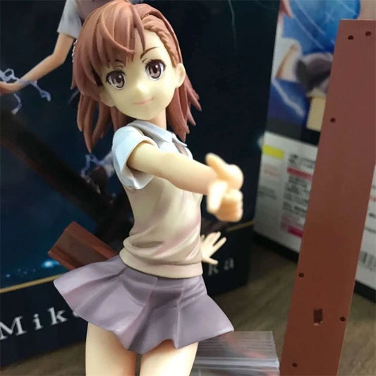 Misaka Mikoto Figure School Uniform PVC Anime Statue A Certain Scientific Railgun Cute Desk Shelf Home Display For Fans Gift