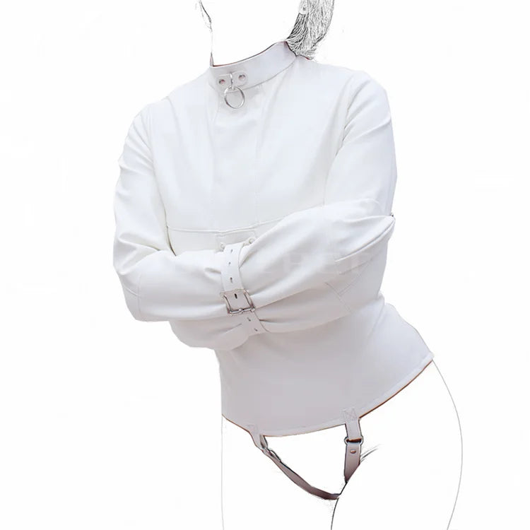 Female Sofe Leather Adjustable Binder Bondage Straitjacket Binding Slave Lockable Coat For Women Erotic Cosplay Adult Sex Toy