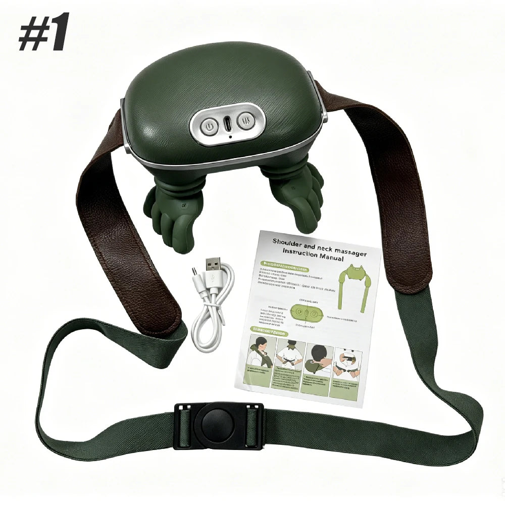 Neck Shoulder Massager with Heat,4D Bionic Fingers Simulate Real Palm Massage,3 Intensities&2 Heat Settings,Relax Muscle Tension