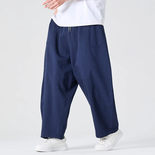 Wide Leg Pants Men Loose Fashion Harajuku Casual Trousers Men Cotton Comfortable Joggers Solid Color Cargo Pants Men Streetwear