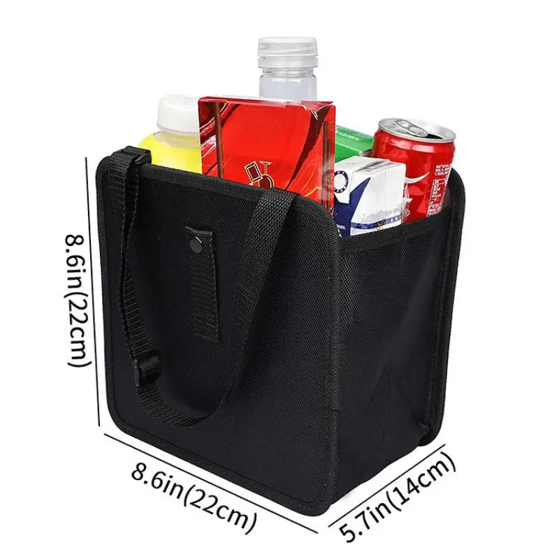 1pc Durable Oxford Cloth Car Trash Can - Multi-functional Folding Hanging Storage Bag, Zipper Compartment, Practical Design