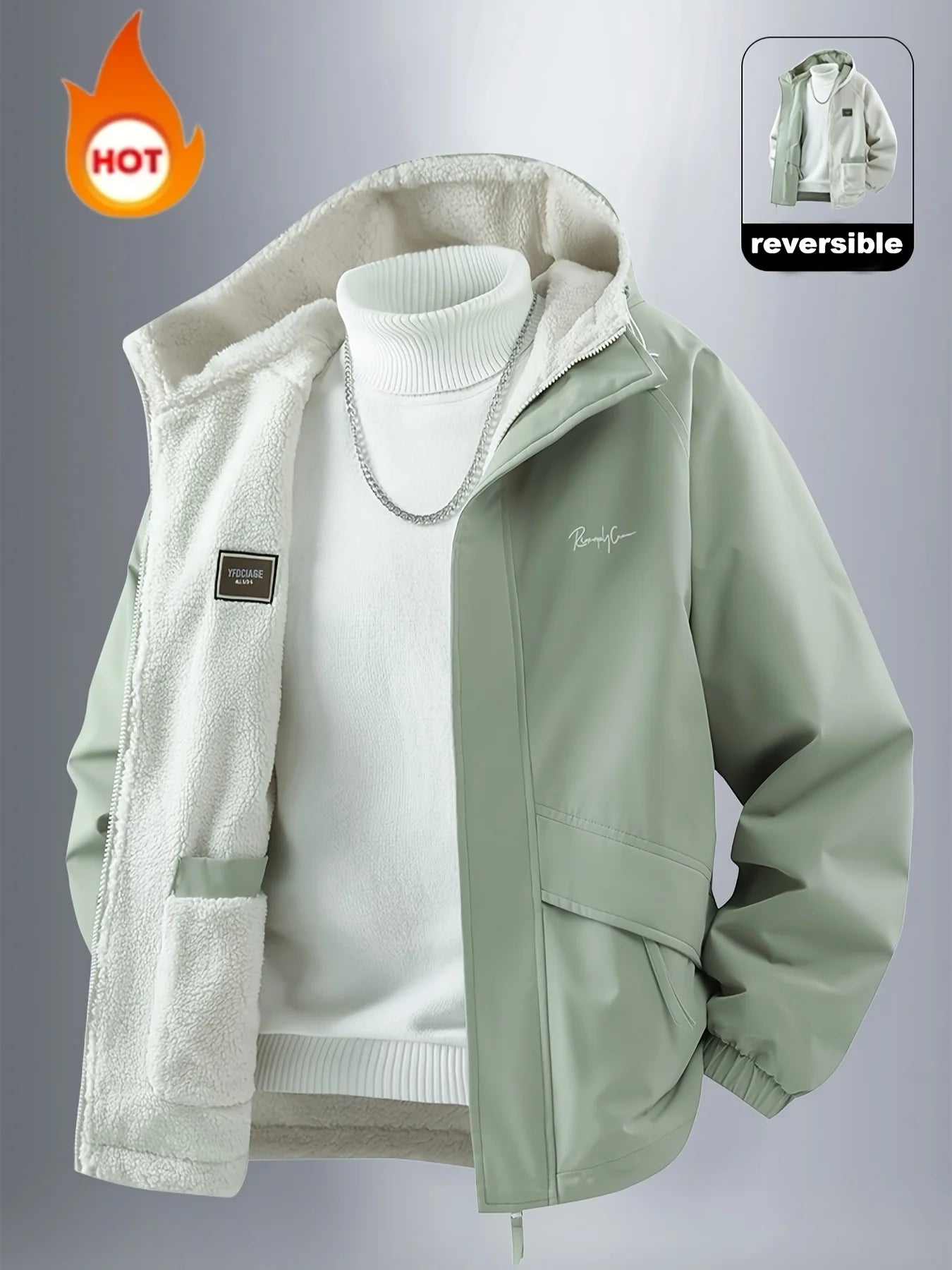 Men's Jacket, Men's Casual Outdoor Sports Warm Jacket, Reversible Jacket, Fashionable Couple Jacket, Using Windproof and Wear-Resistant Fabric, Warm and Comfortable, Men's Loose Jacket