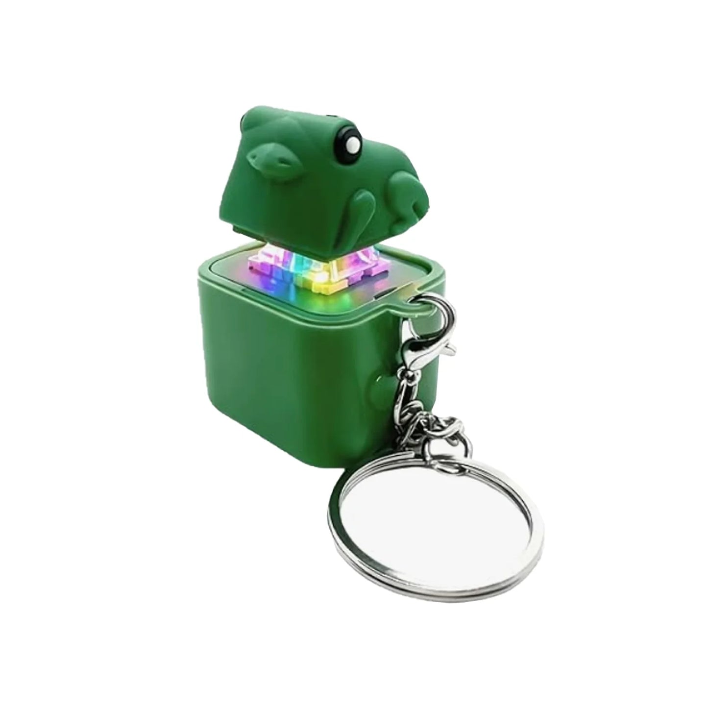 Rechargeable Frog Croaking Fidget Toy with Sound and Lights Portable Click Button Keychain for Kids Boys Girls Gift