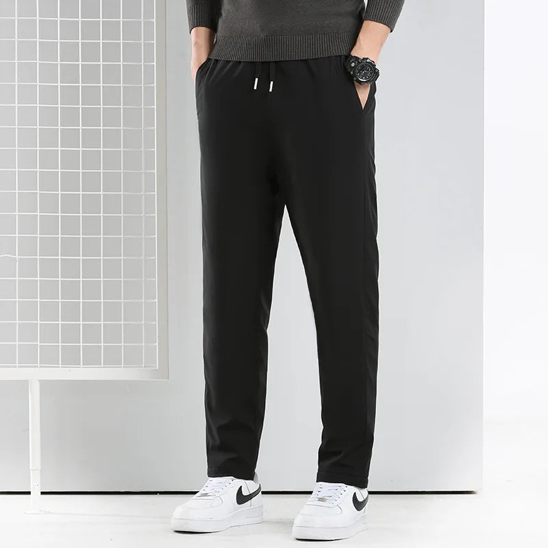 Men's down Pants Thick Winter Trousers Elastic Duck down Pants Warm Youth Casual Long Straight Leg Pants Outerwear