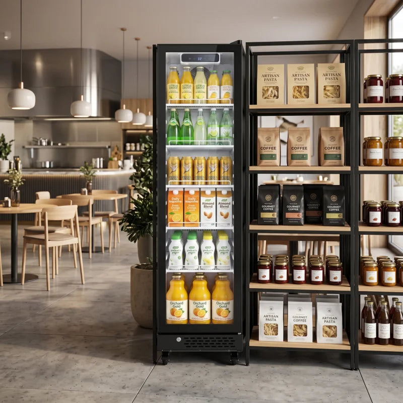 195L Vertical Beverage Display Cooler 115V 60Hz Mechanical Thermostat Commercial Drink Refrigerator Silent 50dB For Shop Cafe Bar