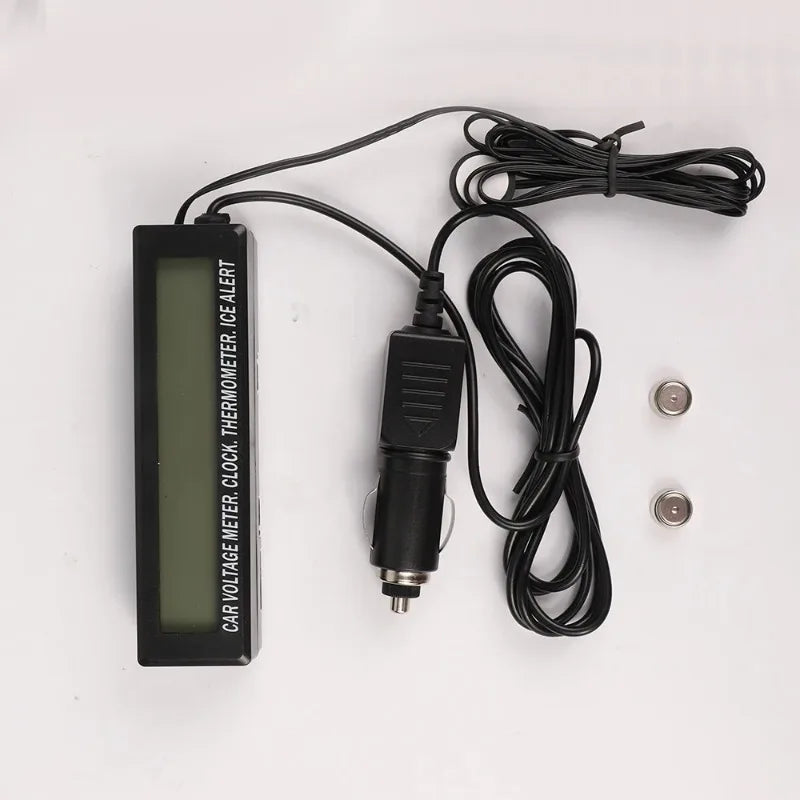 Monitor 12V/24V LED Backlight with Cigarette Socket Digital LCD Clock Car Voltmeter Thermometer Battery Voltage Temprerature
