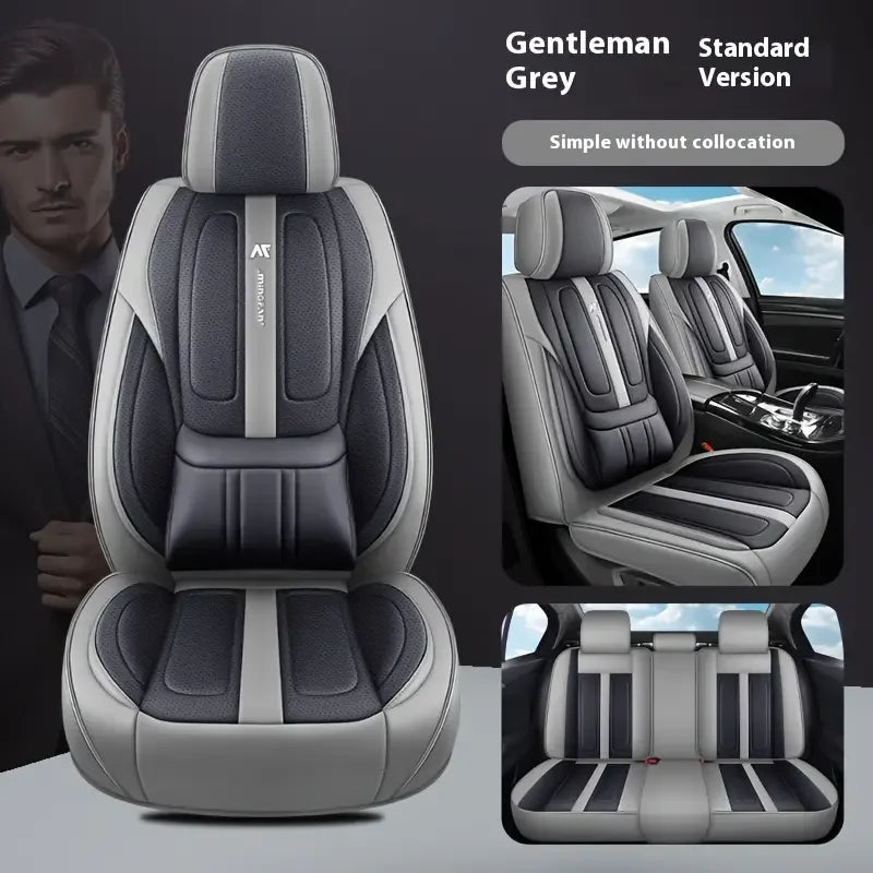 Universal 5-Seat Car Seat Cover 360° Full Coverage with Integrated Waist Support And Side Pockets for Most Vehicle Interior