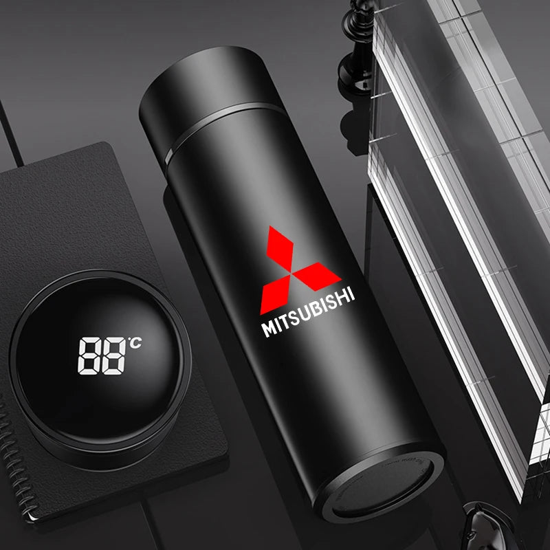 Stainless Steel Thermos Bottle Intelligent Cup Vacuum Flask for Mitsubishi Lancer ASX Outlander Pajero Evolution Car Accessories