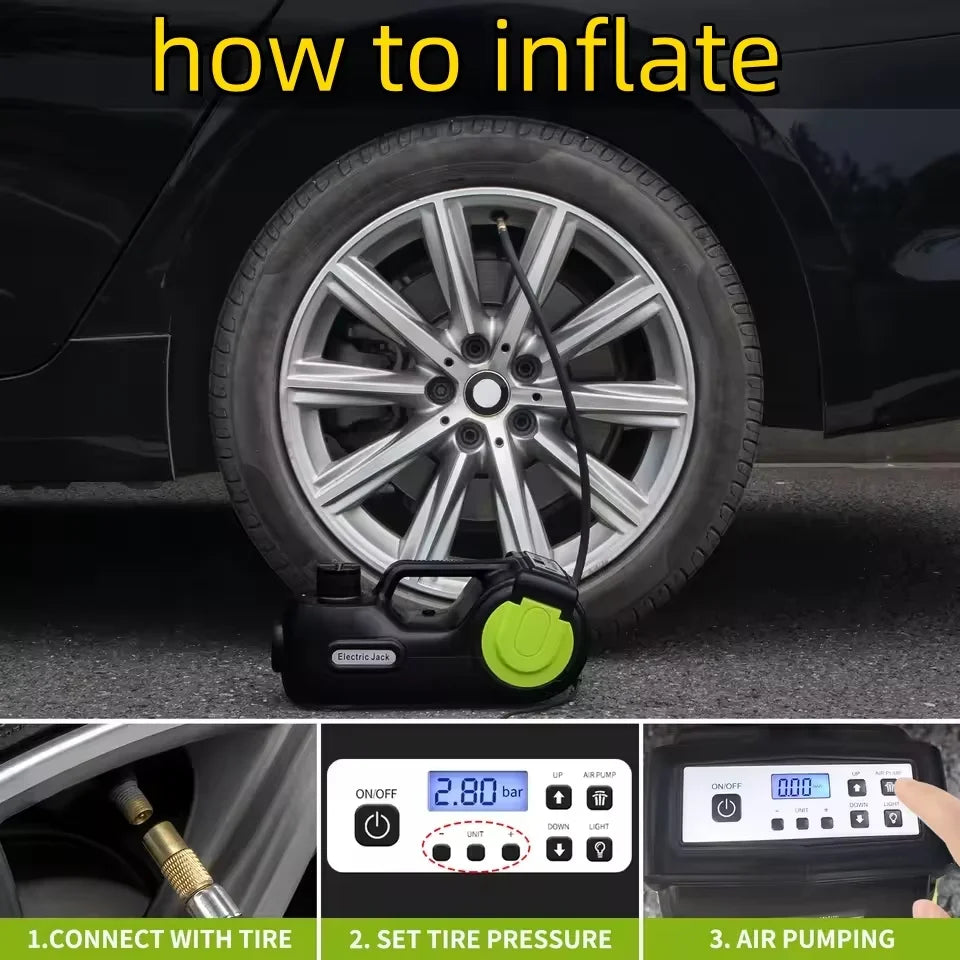 12V in-car digital display hydraulic 5-ton electric jack air pump wrench multifunctional emergency tire change height lift