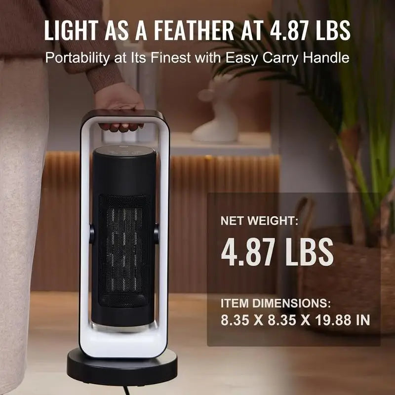 Electric Space Heater with Thermostat Remote Control, 1000W/1500W 2-Level Adjustable Quiet Ceramic Heater Fan, 20 in Tip-Over Shutdown Overheat Protection Small Heaters for Office Room Desk Indo