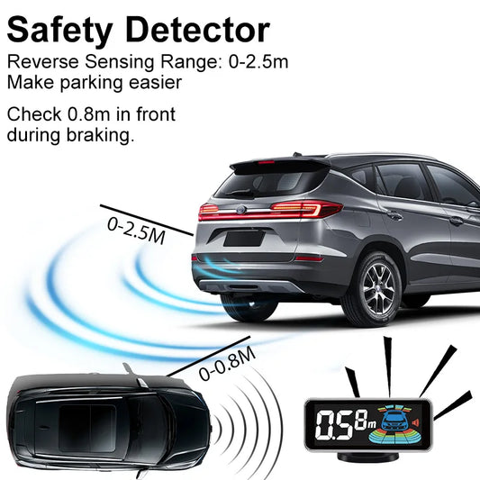 Multi Radar Parking Sensor Kit Backlight LED Display Multi Language Voice Reverse Detector 6/8 Sensors Universal Auto Safety