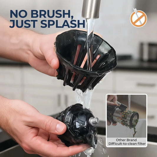 ROUNY Cold Press Extractor with Filter-Free, Easy Clean Electric Fruit Slow Juicer Machine with 130mm Large Feed Caliber, Black