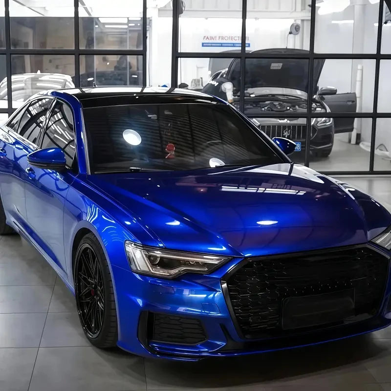 Ultra Glossy Blue Metallic Vinyl Wrap Film Roll With Air Release Self Adhesive Car Wrapping Motorcycle DIY Decal Sticker