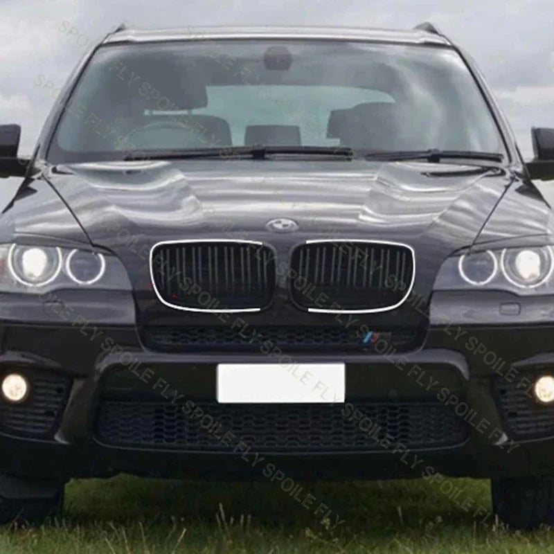 High Quality ABS For BMW X5 X6 E70 E71 2008 2009 2010 2011 2012 2013 2014 Car Front Grille With Led Light Grill Glossy Black