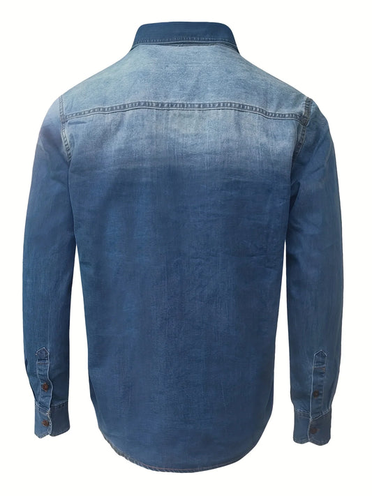 Denim Shirt Long Sleeve New Style Trendy Men's Casual Versatile High-Grade Pocket T-Shirt Denim Men's Shirt