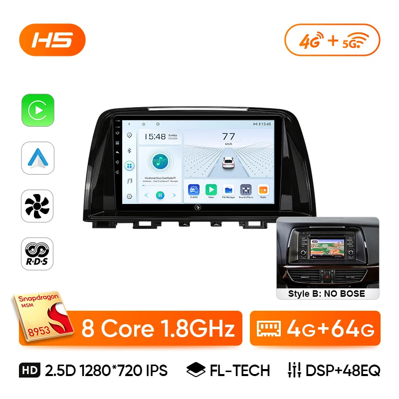 Ainavi Car Multimedia Player For Mazda 6 GJ Atenza 2013 2014 2015 Touring Sport GT wireless Carplay Android Auto 4G Wifi 2din