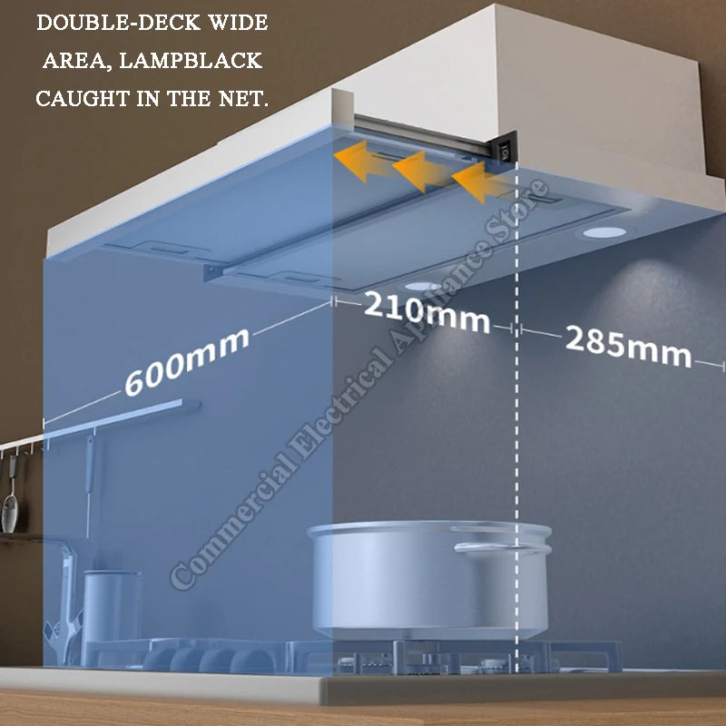 Pull-Out Range Hood Home Use Built-In 600MM Mini Internal Circulation Range Hood