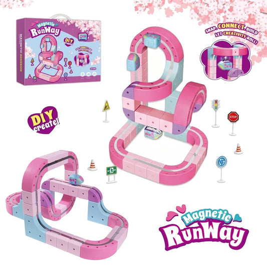 FUNXINEE NEW Technical Magnetic Track Car Electric Train Set Anti Gravity Railcar STEM DIY Building Blocks Vehicle Gift Girls
