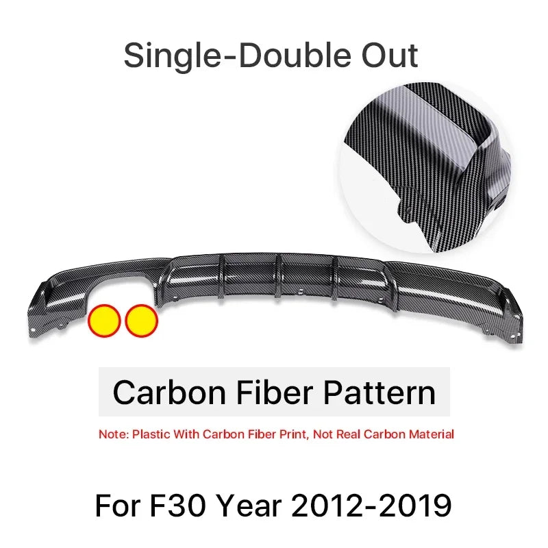 For BMW 3 Series F30 F31 2012-2019 MP Rear Bumper Diffuser LipCarbon M Tech Diffusor Body Kit M Sport Gloss Black 320i 328i