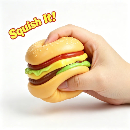 Schylling NeeDoh MC Burger Layerable Super Soft Decompression Squeeze Toy, Anxiety Relief Fidget Gift for Adults