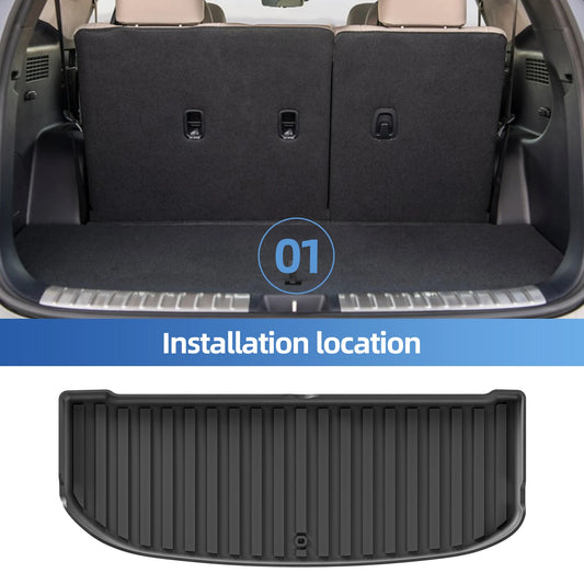 for Hyundai Palisade Fuel Version 2020-2024 TPE 3D Car Floor Mats Cargo Liner Trunk Pad All Weather Waterproof Black