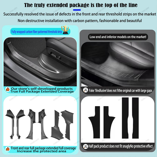 For Tesla ModelYL Launch 2026 TPE Front Rear Door Sill Guard Anti Scratch Dirt Resistant Threshold Strip Interior Protection Set