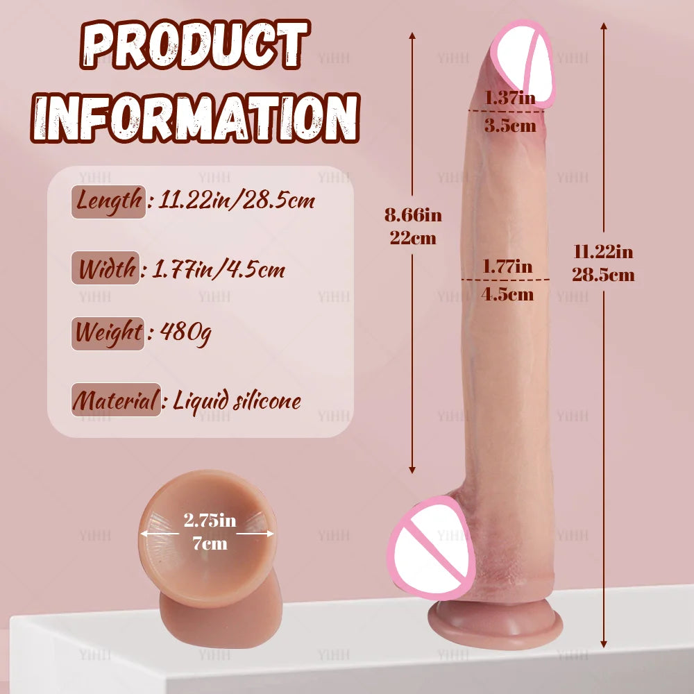 Realistic Long Dildo Flesh Skin Soft Big Dick Double Silicone Small Penis For Woman Man Anal Sex Toys Suction Cup Masturbator