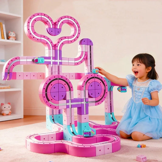 Snap-Together DIY Magnetic Electric Train Anti Gravity Track Set Magnetic Building Blocks Toy For Children Girls Birthday Gift