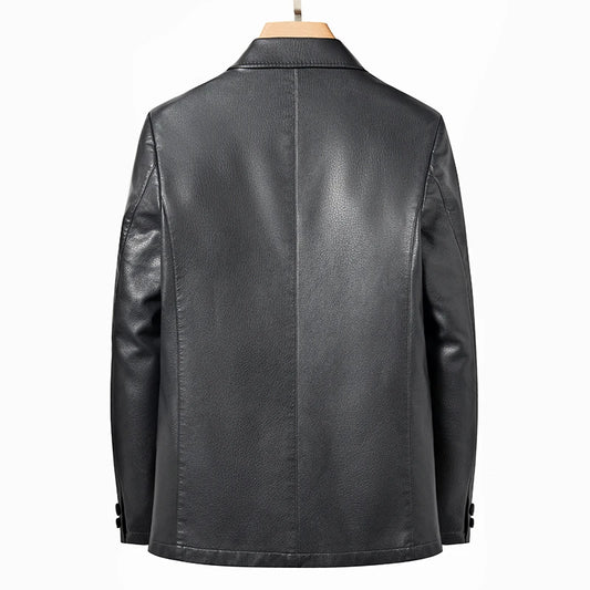 2025 Men's Slim Fit Leather Jacket High-Quality Fashion Trend All-Matching Autumn Winter Blazer for Stylish Men