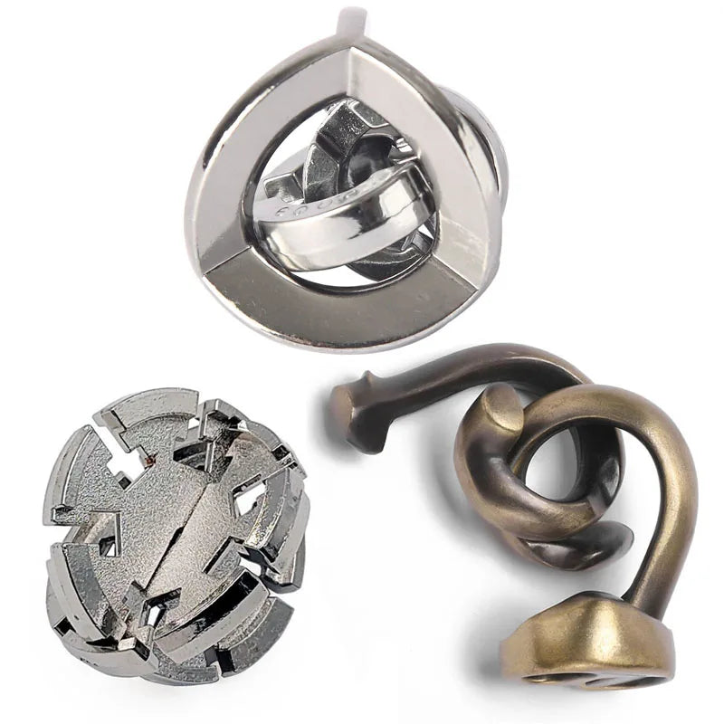 3PCS Classic IQ Metal Brain Teaser Puzzle Set High Difficult Brain Teaser Magic Toys Unlock Interlocking Games Juegos De Ingenio