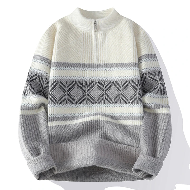 Men's Fashion stripe pattern Sweaters 2024 Autumn/Winter Loose Knittwear Men sweater youth Thick Warm wool pullovers M-4XL 