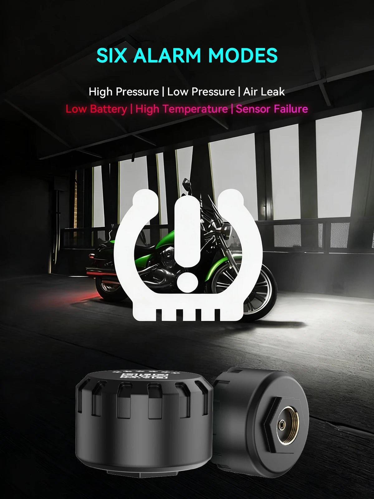 Motorcycle Tire Pressure Monitoring System Bluetooth TPMS for Motorcycles Real-Time Tire Pressure & Temperature Monitor with