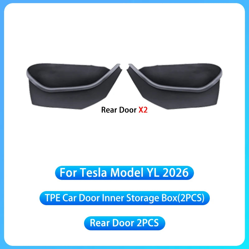 For Tesla Model YL Launch 2026 TPE Door Side Storage Box Front Rear Door Slot Organizer Tray Protector Model YL Door Storage Box