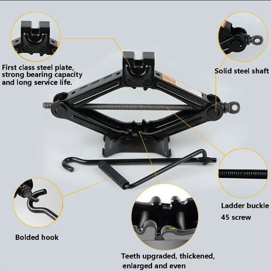 2 Ton Scissor Jack Lift Wind Up Tools For Car Van Garage with Wrench Speed Handle