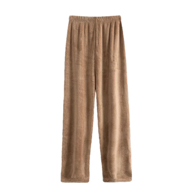 Thickened Fluffy Slippers for Men And Women Warm Coral Fleece Lined Casual Home Pants Loose Comfortable Winter Leisure Trousers