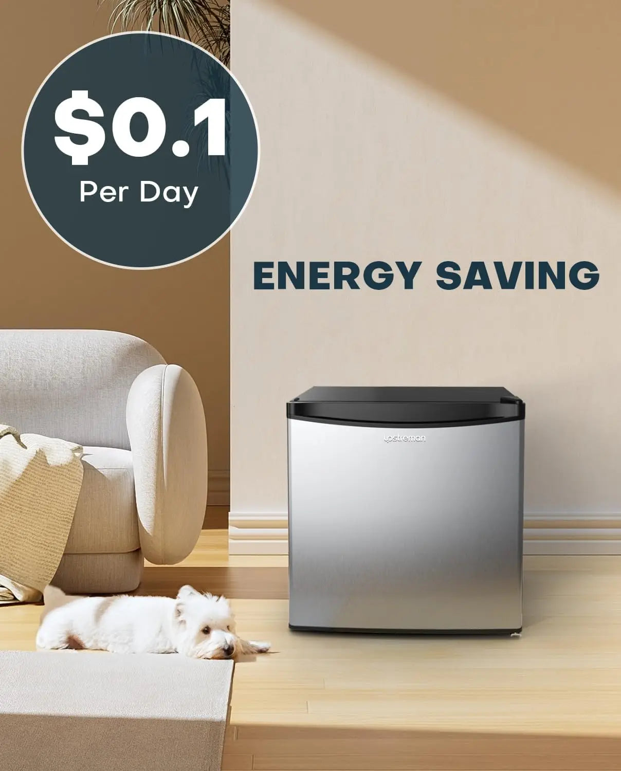 1.7 Cu.ft Mini Fridge with Freezer, Dorm Essentials, Adjustable Thermostat, Energy Saving, Low Noise