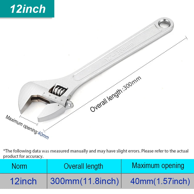 Adjustable Wrench Universal Spanner Clamp Large Openin Long Handle Repair Tools Steel Mechanical Workshop Hand Repair Tools