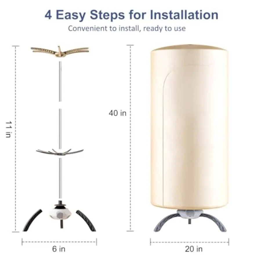 Portable Clothes Dryer for Laundry and Shoes: 900W Fast Drying, Large Load Capacity, Compact Mini Dryer Machine for Travel, Apa