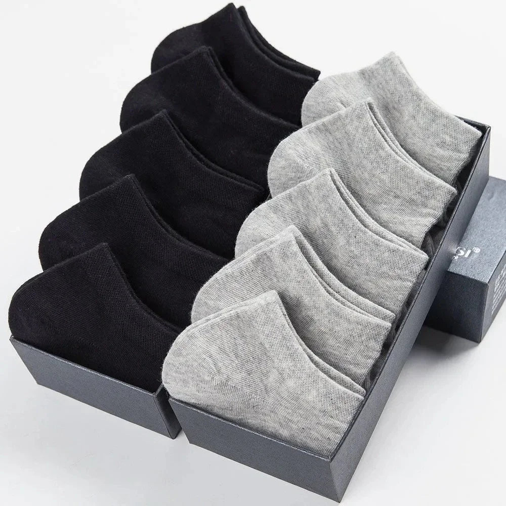 10pairs / Low Black And White Gray Cotton Socks Men's Socks Breathable Sports Socks Men's Short Socks Women's Socks EU37-44