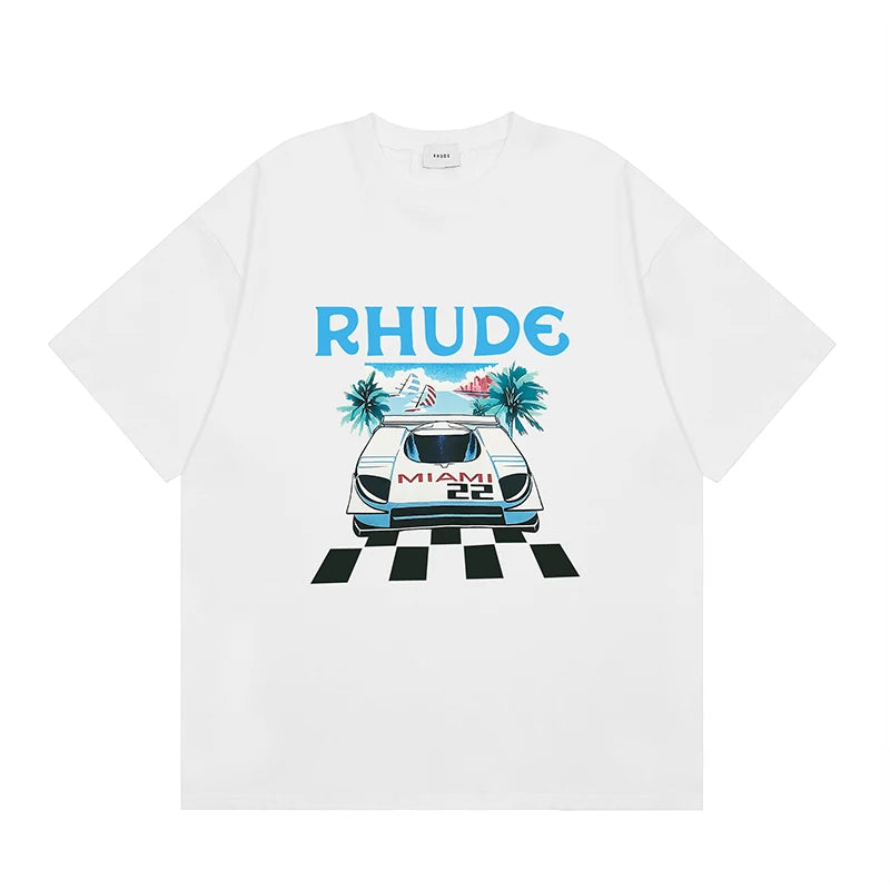 Latest Style RHUDE Men's Casual Shorts Hip Hop Elastic Waist Drawstring Zip Pocket Summer Street Leisure Beach Shorts