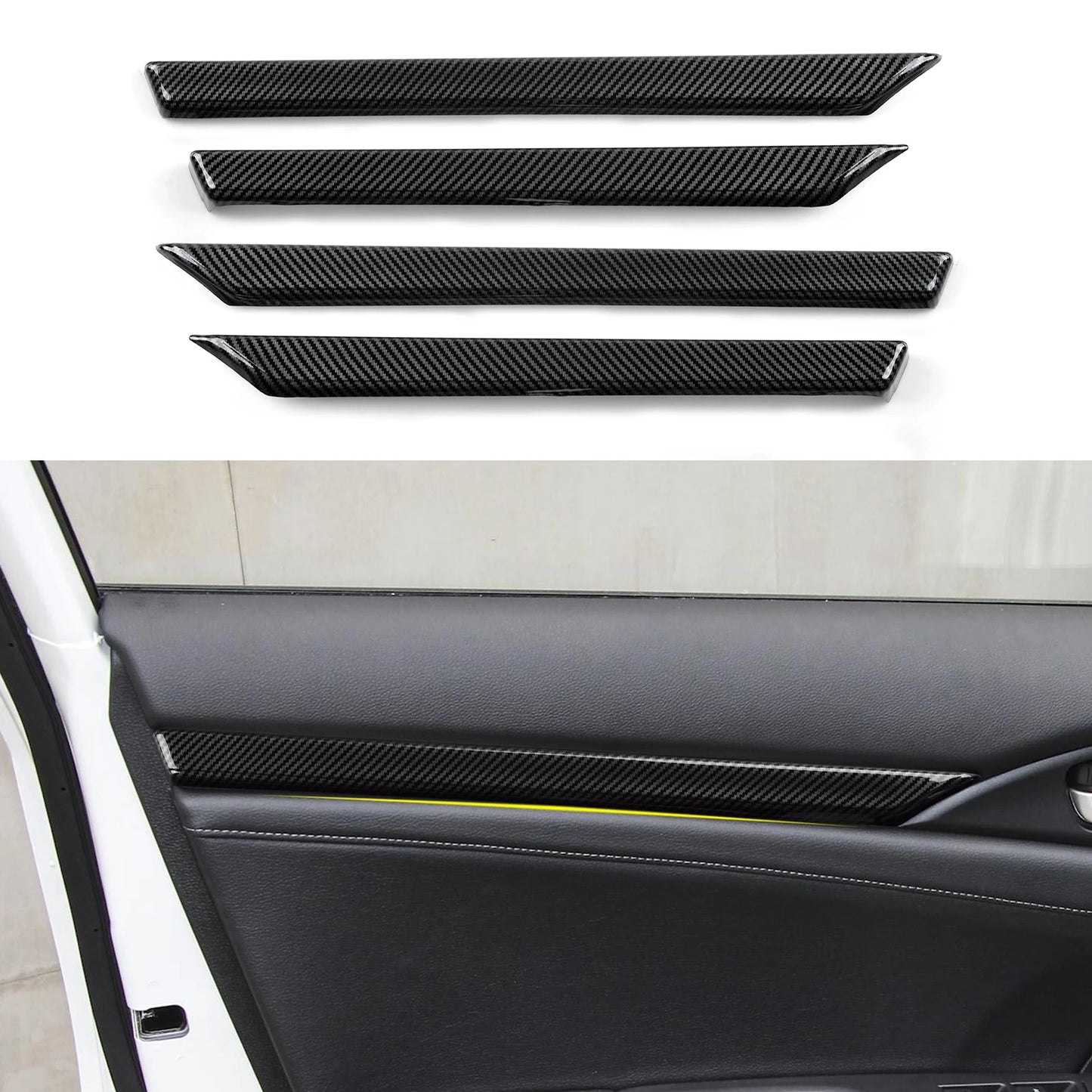For Honda Civic 10th Gen (2016 -2021) Interior Accessories, Car Center Console Gear Shift Panel , Carbon Fiber ABS Trim Sticker