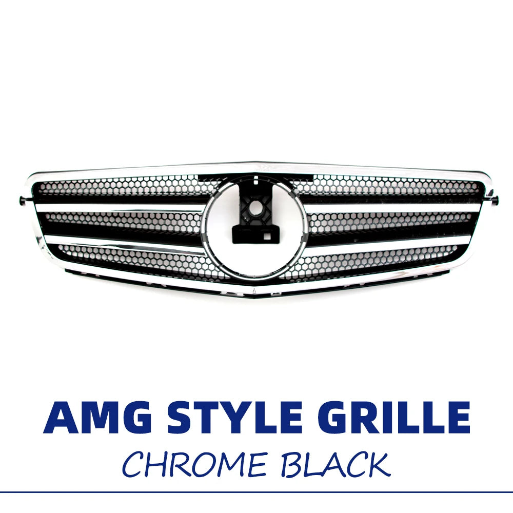 XVIP Glossy Black A - Style Racing Grille Chrome Bumper Grill For Mercedes Benz C-Class W204 08-14 C200 C230 C250 C280 C300 C350