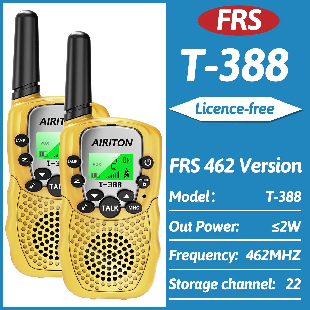 2PCS AIRITON T388 Mini Walkie Talkie Children Toy Gift Kids FRS PMR Long Range VOX Handheld Two Way Radio For Boys Girls